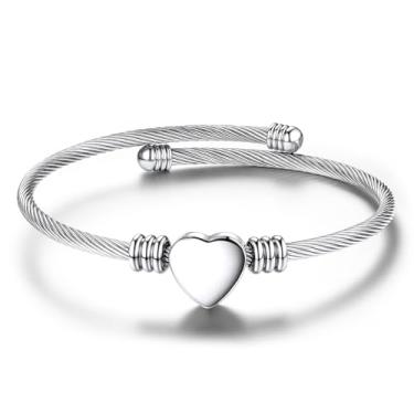 Imagem de GOLDCHIC JEWELRY Pulseira com medalhão de coração ajustável de aço inoxidável que segura imagens para mulheres/meninas em ouro/preto/prata, comprimento 21 cm, com caixa de presente, Metal, Strass,