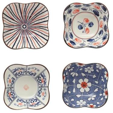 Imagem de Pratos de tapas de porcelana, tigelas de cerâmica, conjunto de quatro tigelas individuais de cerâmica estilo japonês de 8,5 cm x 4 cm, tigelas pequenas para lanches para tapas, sobremesa, nozes,