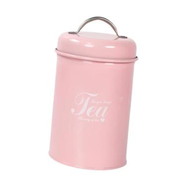 Imagem de ＫＬＫＣＭＳ Lata de biscoito de café Tinta, nozes de arroz Jar de armazenamento de alimentos de farinha, recipiente de açúcar para café para sala de estar Cafe, Chá Rosa