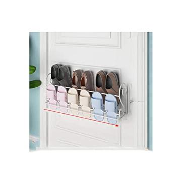 Imagem de Prateleira para sapatos, interior de casa simples, lindo artefato de armazenamento multicamadas, porta montada na parede, sapateira traseira, perfuração livre, alta capacidade de carga, 2 cores