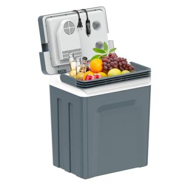 Imagem de SHAREWIN - Refrigerador elétrico e aquecedor com cabo de 26 quartos/25 l portátil para veículos e camiões com 110 V CA e 12 V DV, frigorífico portátil para campismo, mini frigorífico de