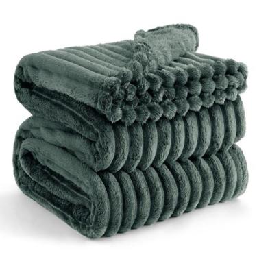 Imagem de Cobertor de Lã Bedsure Mallard Green 275x230cm - Para Sofá