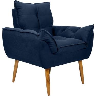 Imagem de Poltrona Decorativa Opala Suede Azul - Golden Moveis, Azul