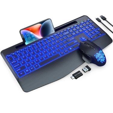 Imagem de Combo Teclado e Mouse Sem Fio Recarregável SABLUTE - Preto
