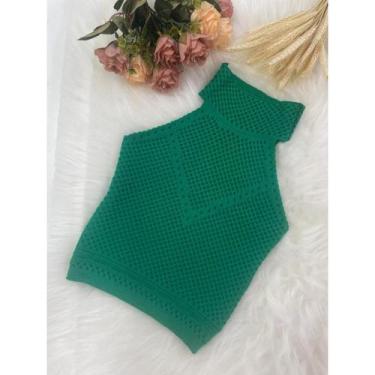 Imagem de Blusinha Cropped Regata Frente Única Feminina Gola Alta Garrafinha Com