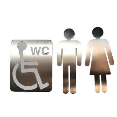 Imagem de Plaquinhas de Banheiro Feminino e Masculino Mais PNE - Barbosa Refrige