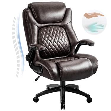 Imagem de COLERLINE Cadeira de escritório grande e alta com encosto alto de 181 kg – Base de metal resistente, ângulo de inclinação ajustável, grande de couro, ergonômica, executiva, cadeira giratória para