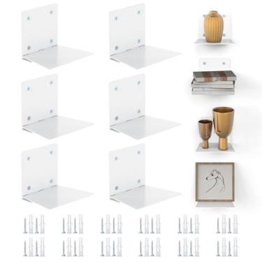 Imagem de Eapele Estante flutuante invisível, estante suspensa resistente, estante oculta montada na parede de aço com ferragens de montagem, 6 peças, branca