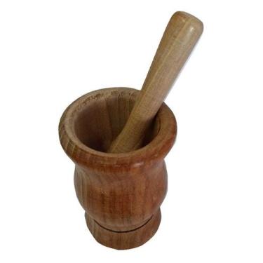 Imagem de Pilão de Madeira com Socador para Alho Tamanho Grande - EDAL