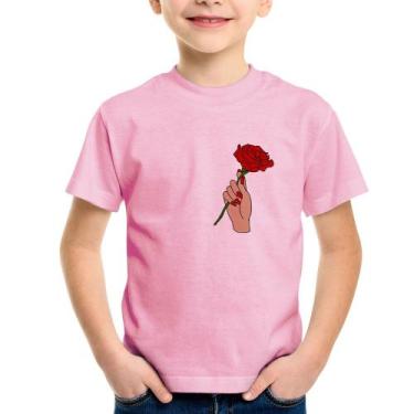 Imagem de Camiseta Infantil A Rose for you - Foca na Moda, Rosa bebê, 12