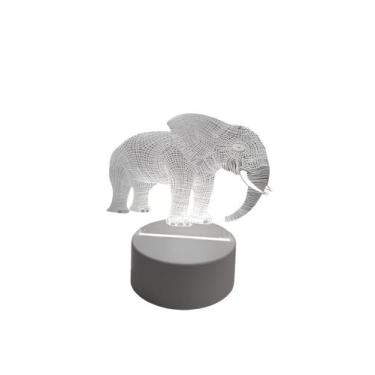 Imagem de Luminária Abajur Animal Elefante Acrílico Led 3d Mesa Quarto Namorado 