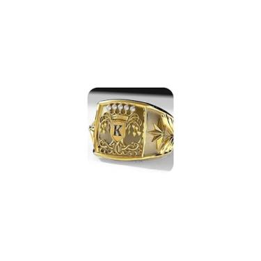 Imagem de TSECIMGS Anel masculino banhado a ouro com design de letra K, estilo criativo personalizado e exclusivo, estilo descolado, rapper, hip hop, punk, motociclista, rei, coroa, joia, 8