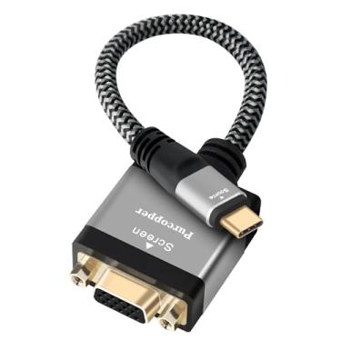 Imagem de Adaptador USB C para VGA, USB 3.1 Tipo-C macho (fonte) para VGA fêmea (tela) conector conversor de cabo trançado Thunderbolt 3/4 compatível, para iPhone16 Series, MacBook Pro, Air, iPad Pro, Galaxy 24