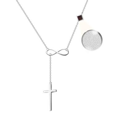 Imagem de Colar Y Cross Nano Bible Jewelry – Pingente infinito cristão – Todo KJV Novo Testamento Escrituras Sagradas em microchip de 0,5 cm, joia de fé religiosa para mulheres, corrente de elos de 45,72 cm