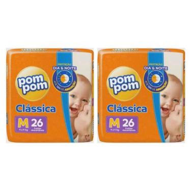 Imagem de KIT 2 Fraldas Pom Pom Clássica Jumbo Todos os Tamanhos, M- 26 UND