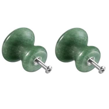 Imagem de Rockcloud Pacote com 2 puxadores de armário de pedra de cristal com parafusos, puxador de gaveta para armário guarda-roupa decoração de escritório em casa, aventurina verde