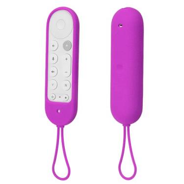 Imagem de Capa protetora de silicone para controle remoto Google TV Streamer 4K 2024, capa para controle remoto de voz Google TV 2024, à prova de choque, antiperda - roxa