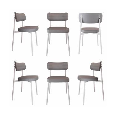 Imagem de Conjunto com 6 Cadeiras Alloa Polipropileno Cinza Claro e Branco