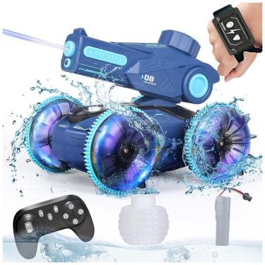 Imagem de Carro de Controle Remoto 3 em 1, Carro, Barco e Tanque com Jato de Água, Luzes e Controle por Gestos, KB KAIBO, Azul