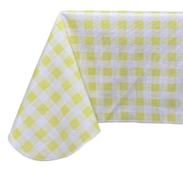 Imagem de Toalha De Mesa Estampa Coelhinho Páscoa  - MUMUDECOR, XADREZ AMARELO L