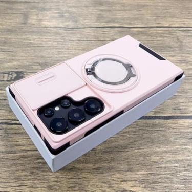 Imagem de HPQWN Para Samsung S24 Ultra Shockproof Armor Case Lente Slide Cap Cover (Para Samsung S24 Ultra/Rosa)