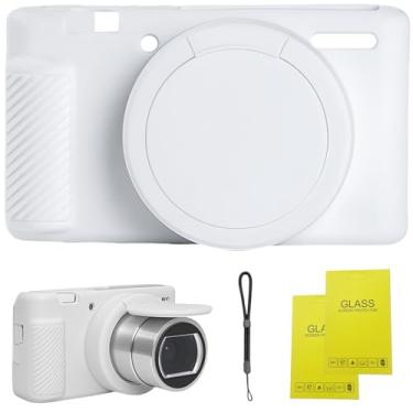 Imagem de Capa para câmera Sony ZV-1, ZV1, capa macia de borracha com capa de lente removível, capa macia antiarranhões com protetor de tela ZV1 e alça de pulso. (Branco)