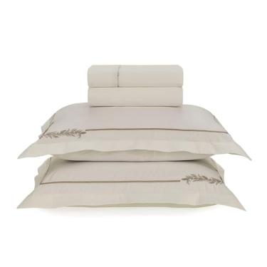 Imagem de Karsten Jogo de Cama Casal Bordado Blenda 200 Fios 100% Algodão 4 Peças