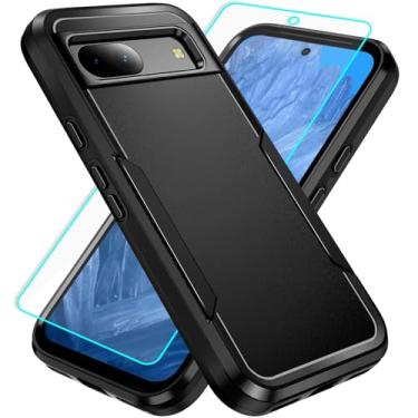 Imagem de Capa para Pixel 8a com proteção de tela: capa protetora resistente à prova de choque e à prova de arranhões para Google Pixel 8a-preta