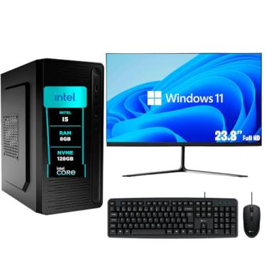 Imagem de Computador Pc Completo Intel Core i5, 8GB, W11 Pro, Monitor 24 Polegadas, Ssd eFacini 128gb
