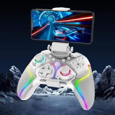 Imagem de Controle para celular Bluetooth compatível com Android,IOS e PC equipado com gatilhos Hall,função Turbo,iluminação RGB 8 efeitos,motores de vibração,dois botões programáveis,controle ipega (Branco)