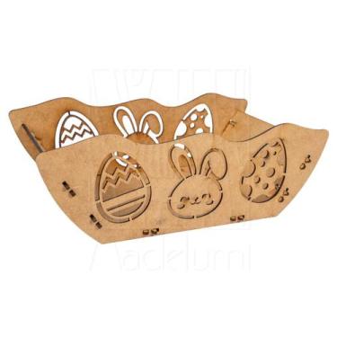 Imagem de Cesta M Páscoa Mdf Ifood Presente Chocolate Ovo - Madelumi