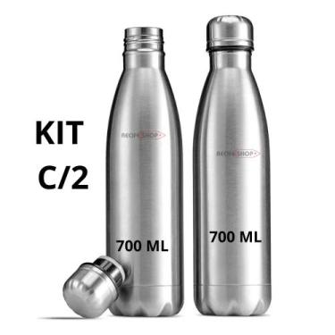 Imagem de Kit 2 Garrafas de Inox 700ml  Para Academia, Esportes e Dia a Dia Não 