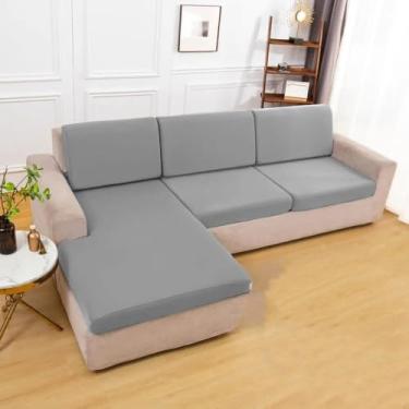 Imagem de Capa de almofada impermeável para sofá, protetor elástico para sofá, animais de estimação, crianças, sala de estar, sofás, capa protetora, cinza claro, 1 fronha 45x45 cm