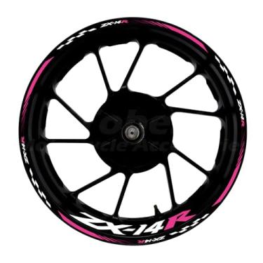 Imagem de Awonderful Kit de listras refletivas para motocicleta, adesivos de aro de roda de vinil compatíveis com Kawasaki ZX-14R 2006-2021 (vermelho melancia)