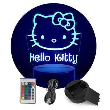 Imagem de Luminária Abajur Hello Kitty RGB Controle + Toque  - ShopC