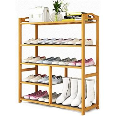 Imagem de Sapateira de bambu multicamadas armário de sapatos multifuncional é adequado para entrada da sala de estar (87 * 79 * 25 cm) prateleira de armazenamento de sapatos armário de armazenamento decoração