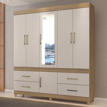 Imagem de Guarda Roupa Casal 6 Portas Com Espelho e 4 Gavetas Ubatuba - Demóbile