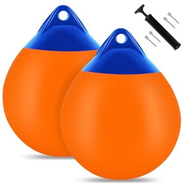 Imagem de Boia de amarração de barco 38 cm pacote com 2, bola de para-lama redonda para barco, bola de boia de barco, para-lamas infláveis, âncora, bola de amarração adequada para iates, marinas, veleiros