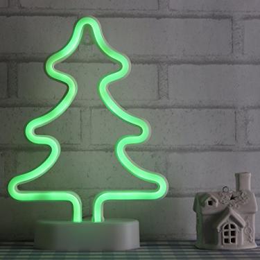 Imagem de Árvore de Natal de LED neon para decoração de casa para Natal USB e placa neon verde movida a pilha, para quarto de meninas, festa de aniversário de casamento com suporte de mesa (NECMT)