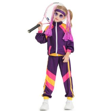 Imagem de BAKUGOU Girls 80s Tracksuit Costume Set ColorBlock 2 Piece Windbreaker Suit Kids Hip Hop Dance Tracksuit Retro Shell Suit