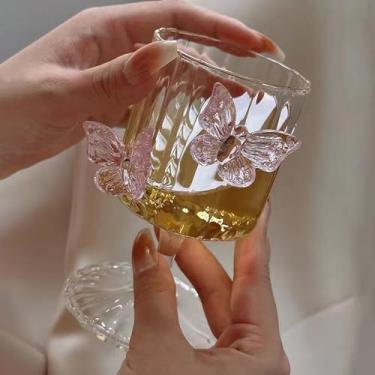 Imagem de Conjunto de Taças de Vinho Tinto de 8,5 Onças Com 2 Taças de Vinho Românticas Com Borboletas 3D Copos de Coquetel Criativo Copo de Suco de Cálice Exclusivo para Festas de