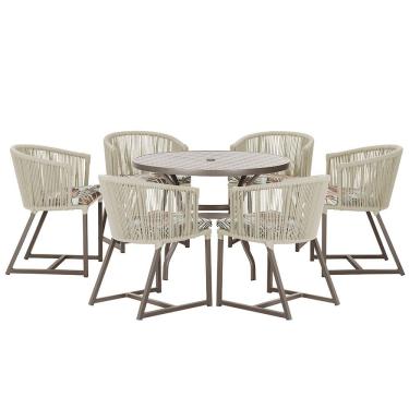 Imagem de Mesa com 6 Cadeiras de Jantar Roma 120cm e Noronha em Alumínio