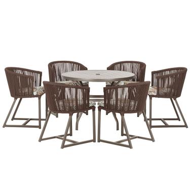 Imagem de Mesa com 6 Cadeiras de Jantar Roma 120cm e Noronha em Alumínio