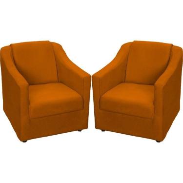 Imagem de Kit 2 Poltronas Mila Pé De Plástico Cromado - Terracota Suede