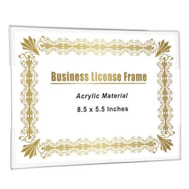 Imagem de JUXYES Moldura de licença comercial de acrílico transparente para parede, moldura de exibição de certificado de licença de 14 x 21 cm, moldura profissional de montagem na parede para documento de