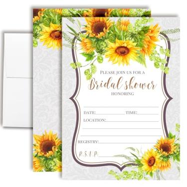 Imagem de Convites de chá de panela de girassol - 20 5x7 cartões florais rústicos preenchidos com envelopes - Convites de chá de casamento de verão por AmandaCreation