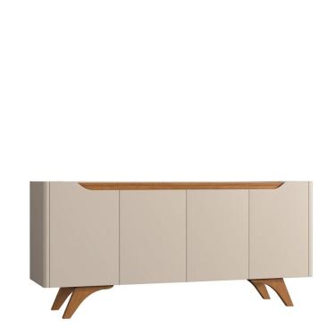Imagem de Buffet Grécia 4 Portas Com Pés Em Madeira Maciça Mavaular Off White/Naturale