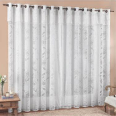 Imagem de Cortina 3,00x2,50 Sala Quarto Luna Rendada Para Varão - Branca