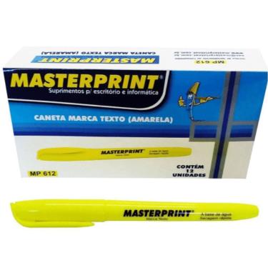 Imagem de Caixa Caneta Marca Texto Masterprint - 12 Unidades Amarelo