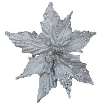 Imagem de Flor Artificial Poinsétia Prata 25cm